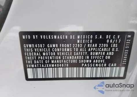 2017 Volkswagen Jetta Gli from USA, damaged, VIN 3VW4T7AJXHM404678